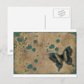 Carte Postale Papillon vert vintage (Devant / Derrière)