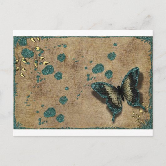 Carte Postale Papillon vert vintage (Devant)