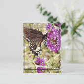 Carte Postale Papillon vintage à fleurs (Debout devant)