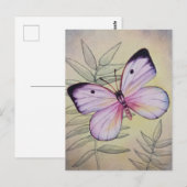 Carte Postale Papillon vintage no 4 Aquarelle Art (Devant / Derrière)