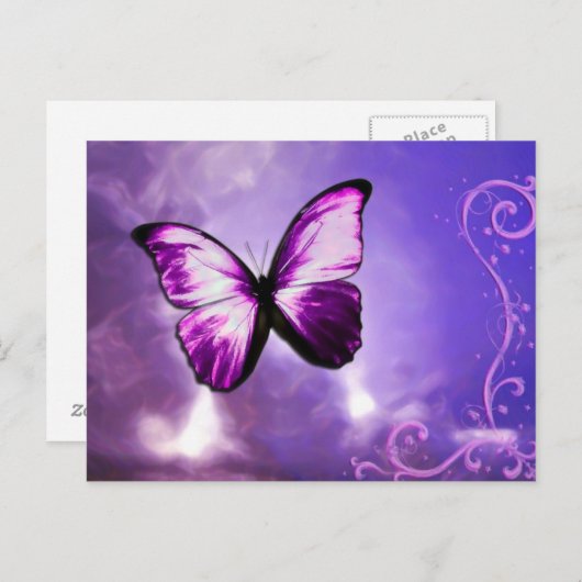 Carte postale Papillon violet (Devant / Derrière)
