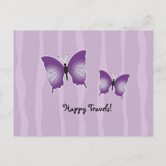 Carte postale Papillon violet Voyages heureux