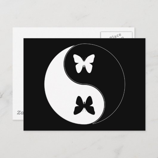 Carte Postale Papillon Yin Yang (Devant / Derrière)