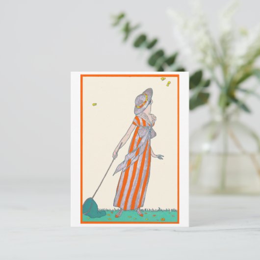 Carte Postale Papillons à couver George Barbier Mode française (Debout devant)