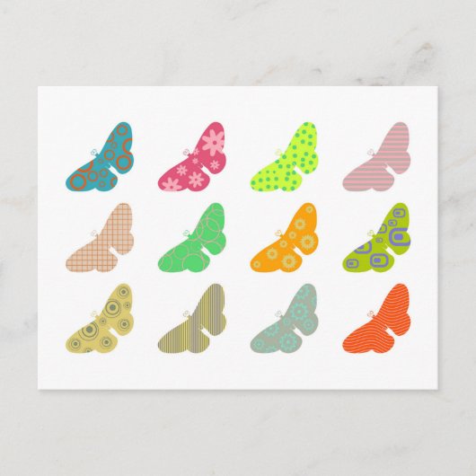Carte Postale Papillons à motifs (Devant)