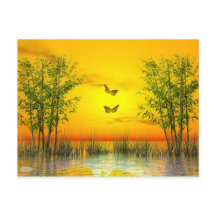 Papillons au coucher du soleil - rendu 3D