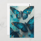 Carte postale Papillons bleus (Devant / Derrière)