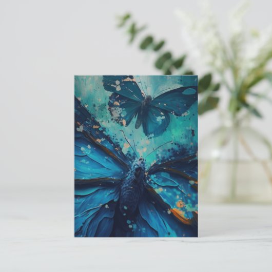 Carte postale Papillons bleus (Debout devant)