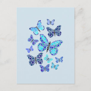 Carte Postale Papillons bleus en points