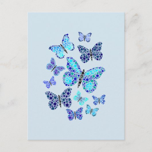 Carte Postale Papillons bleus en points (Devant)