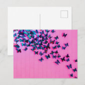 Carte Postale Papillons Bleus Rose Beaux (Devant / Derrière)