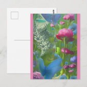 Carte Postale Papillons bleus, roses et blancs (Devant / Derrière)