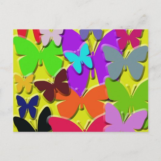 Carte postale Papillons Colorés (Devant)