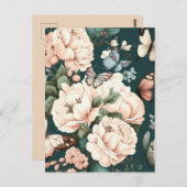 Carte Postale Papillons et fleurs (Devant / Derrière)