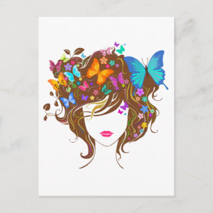 Carte Postale Papillons et fleurs