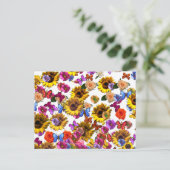 Carte Postale Papillons et fleurs Couverture complète (Debout devant)