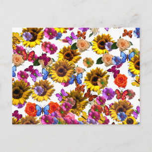 Carte Postale Papillons et fleurs Couverture complète
