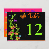 Carte Postale Papillons et fleurs de néon Numéro de tableau Cart (Devant / Derrière)