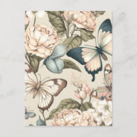 Papillons et fleurs pastel