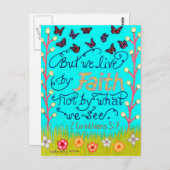 Carte Postale Papillons Et Fleurs Typographie Bible Verse (Devant / Derrière)