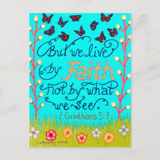 Carte Postale Papillons Et Fleurs Typographie Bible Verse