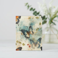 Papillons et fleurs Vintages colorés (7)