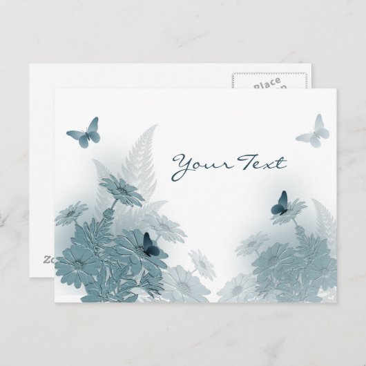 Carte Postale Papillons et marguerites (Devant / Derrière)