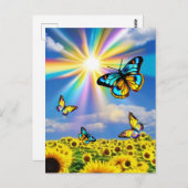 Carte Postale Papillons et tournesols (Devant / Derrière)