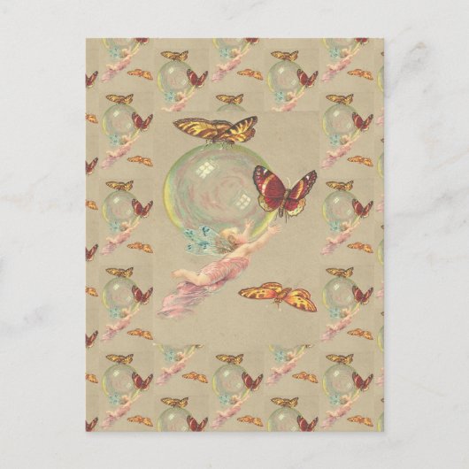 Carte Postale Papillons et un ange (Devant)