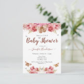 Carte Postale Papillons floraux Baby shower rose (Debout devant)