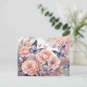 Carte Postale Papillons floraux Whimsical Jouer Conception (Debout devant)