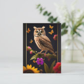Carte Postale Papillons jaune hibou Illustration florale (Debout devant)