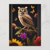 Carte Postale Papillons jaune hibou Illustration florale (Devant)