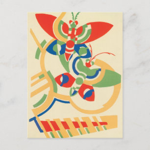 Carte Postale Papillons Jazz Pochoir Art Déco vintage
