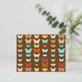 Carte Postale Papillons, marron, turquoise et corail (Debout devant)