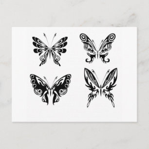 Carte Postale Papillons noirs et blancs
