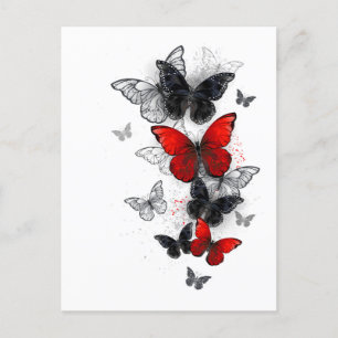 Carte Postale Papillons noirs et rouges volants