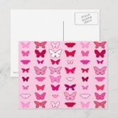 Carte Postale Papillons, nuances roses et fuchsia (Devant / Derrière)