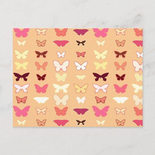 Carte Postale Papillons, orange, jaune et corail (Devant)