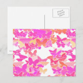 Carte Postale Papillons, rose, fuchsia et corail (Devant / Derrière)