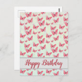 Carte Postale papillons roses (Devant / Derrière)