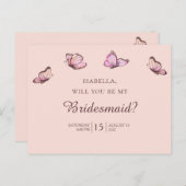 Carte Postale Papillons roses.  (Devant / Derrière)