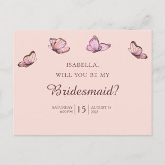 Carte Postale Papillons roses.