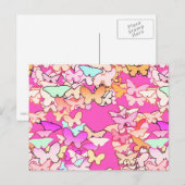 Carte Postale Papillons, roses multiples et profondes (Devant / Derrière)