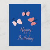 Carte Postale Papillons Roses Volants Joyeux Anniversaire (Devant)