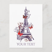 Carte Postale Papillons Tour Eiffel violet PostCard (Devant)