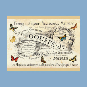 Carte Postale Papillons Vintage sur publicité française, votre m