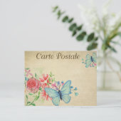 Carte Postale Papillons Vintages bleu clair (Debout devant)