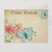 Carte Postale Papillons Vintages bleu clair (Devant)
