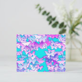 Carte Postale Papillons, violet et turquoise (Debout devant)